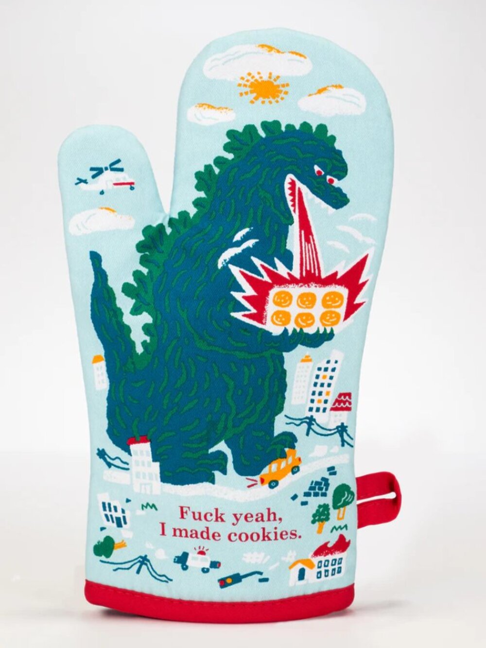 Godzilla insulated oven mitt "F Yeah I made cookies"  NEW